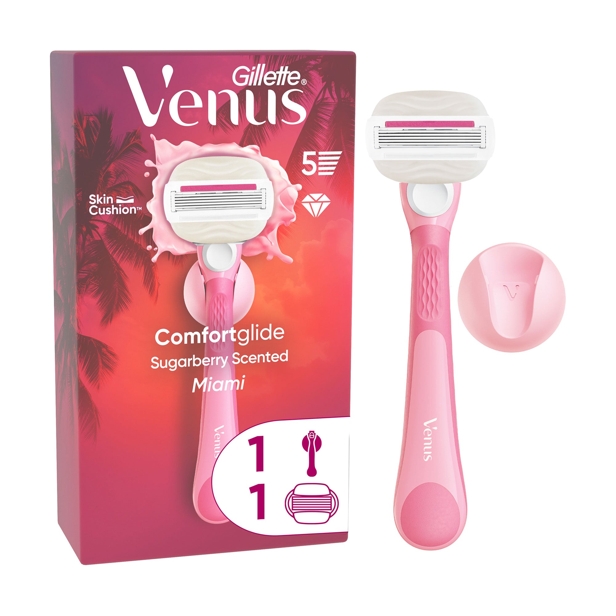 Станок для гоління жіночий (бритва) Gillette Venus Comfortglide Miami Sugarberry з 1 змінним картриджем
